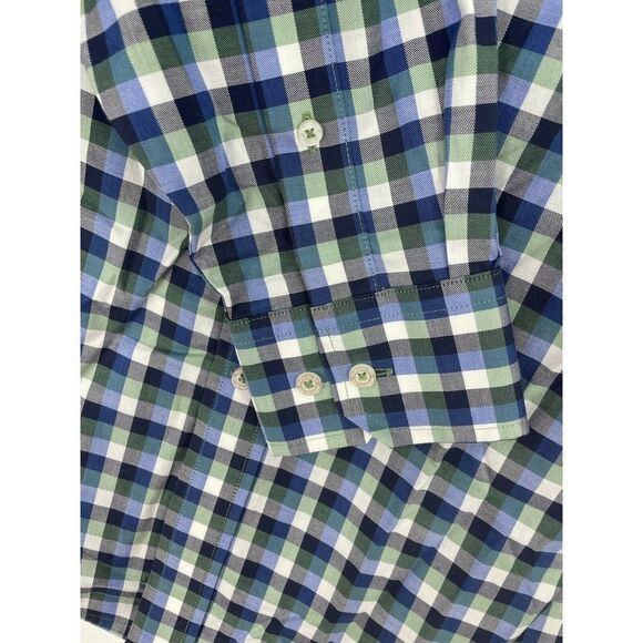 Southern Tide Classic Fit Checkered Collard Blue Green Button Shirt - Picture 5 of 6